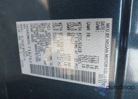 2015 Nissan Pathfinder S from USA, damaged, VIN 5N1AR2MN3FC716762